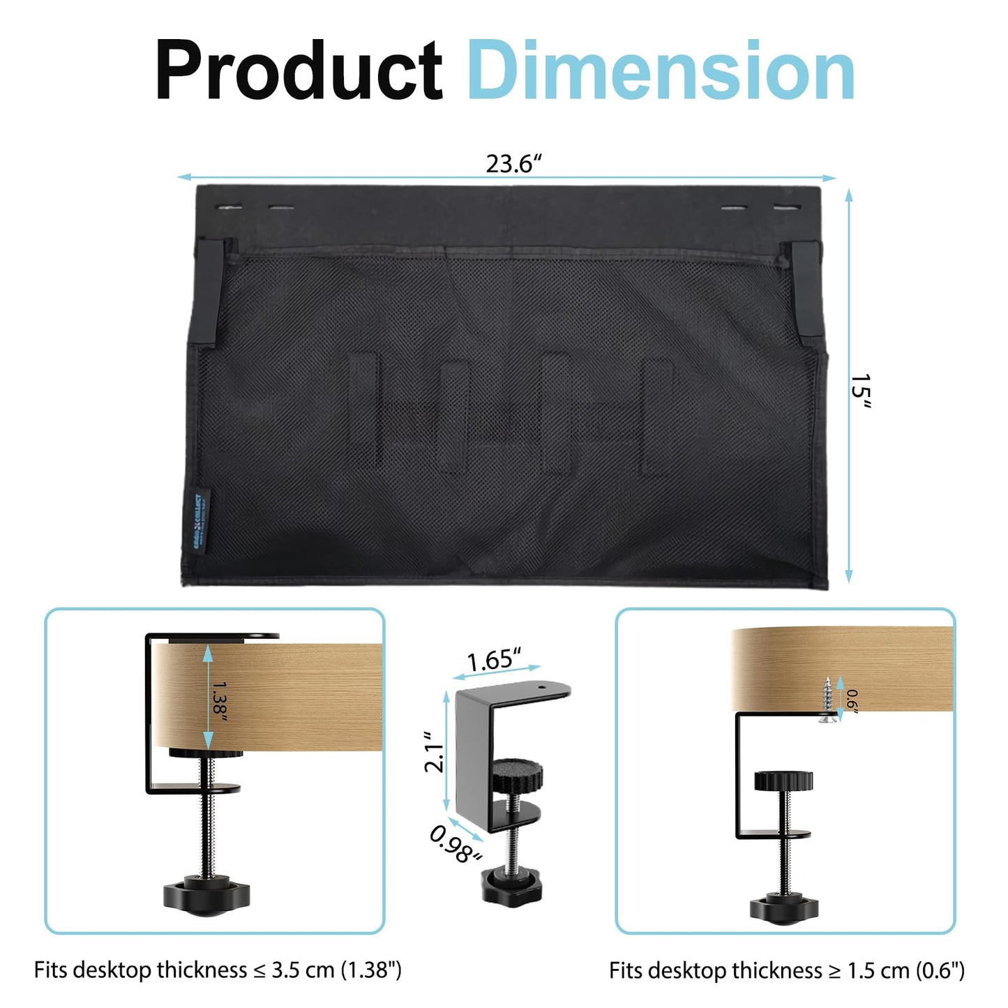Under Desk Privacy Panel and Cable Management, 24" Felt Modesty Panel Kit