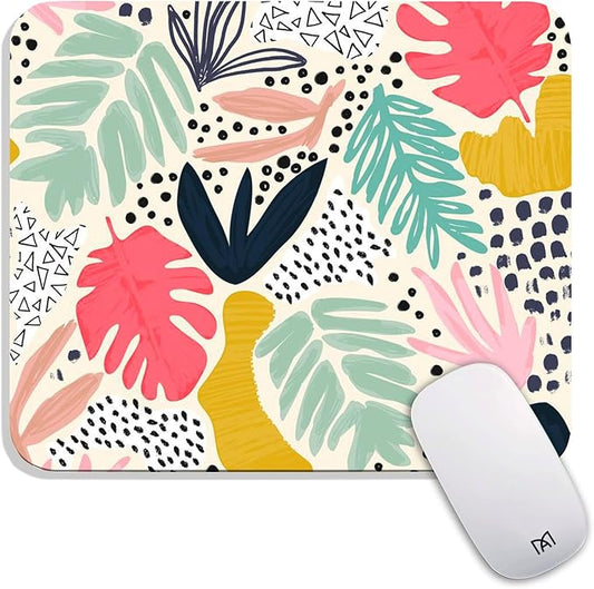 Square Mouse Pad Tropical Plants, Personalized Premium-Textured Custom Mouse Mat Design, Washable Mousepad Cloth, Non-Slip Rubber Base Computer Mouse Pads for Wireless Mouse