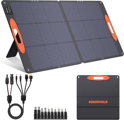 N-Type 16BB 110W Portable Solar Panel for EF/Jackery/Bluetti/Anker Power Station, 25% High Efficiency ETFE Foldable Solar Panel Charger IP68 Waterproof for Outdoor Camping RV