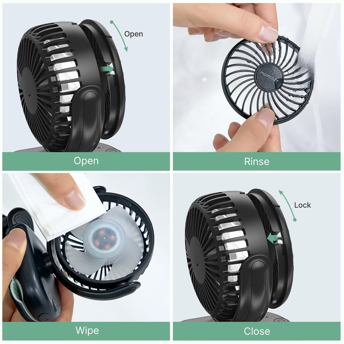 Momcozy Portable Stroller Fan with Clip, 4-Speed Mini Cooling Fan, 0.26 Lb