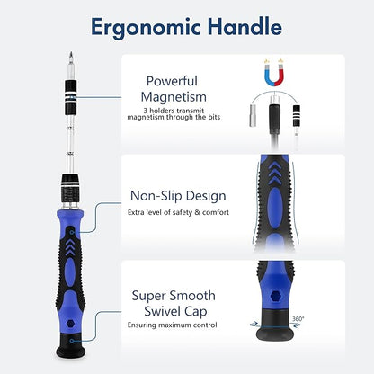 XOOL 82 in 1 Precision Screwdriver Set, Magnetic Electronics Repair Tool Kit with Flexible Shaft and Extension Rod, Compatible for PC, Laptop, iPhone, PS4, PS5, Xbox, Camera, Computer, Tablet