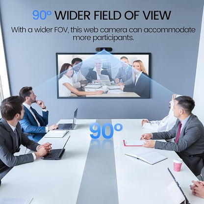 EMEET 1080P Webcam with Microphone, C960 Web Cam, 2 Mics, 90° FOV, USB Type-A & A-to-C Adapter, Plug&Play Computer Camera for Online Calling, Zoom/Teams/Facetime, Switch 2 Camera Support, 2025 Version