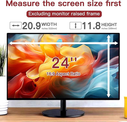 2 Pack 24 Inch Privacy Screen for Computer Monitor 16:9 Aspect Ratio, Eye Protection Anti Glare Computer Screen Cover, Removable Anti-Scratch Computer Screen Privacy Shield for 24'' Widescreen Monitor