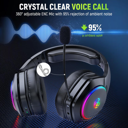 Tatybo Wireless Gaming Headset for PS5 PC, Dual Mode, Low Latency, Black
