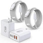 iPhone 17/16 Fast Charger Block,2 Pack 60W USB Charging Block 5-Port Charge Adapter for Apple iPhone Charger with 6FT USB C Woven Fast Charging Cable for iPhone17/16e/16Pro/15ProMax, iPad Pro/Air/Mini