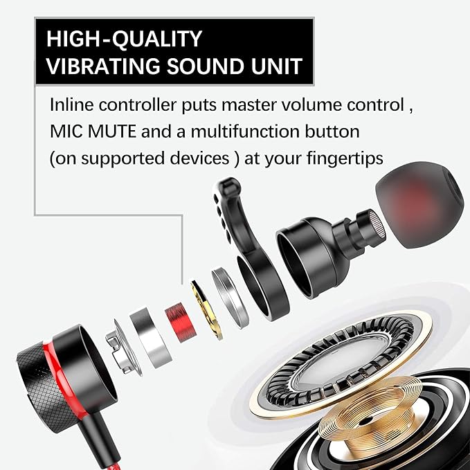 SoundMaster Pro V1 - Gaming Earphones with Dual Audio Drivers,Battle Buds,in-Line Mic with Mute and Volume Control, Compatible with Xbox Series,Xbox One,PS5,PS4,Switch,Pc with 3.5mm Aux