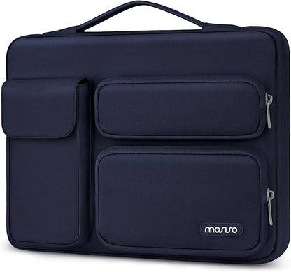 MOSISO 360 Protective Laptop Case 13.3 inch, 13-13.3 inch Laptop Sleeve Compatible with MacBook Air/Pro 13 / Pro 14, HP Dell ASUS Lenovo, Side Open Bag with 2 Raised&1 Flapover Pockets, Navy Blue