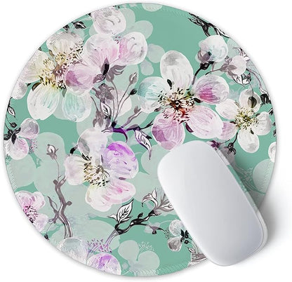 ITNRSIIET Round Mouse Pad with Stitched Edge Premium-Textured Waterproof Non-Slip Rubber Base Desktop Protection Mat Diameter 8.7 inches, Beautiful Flower Art