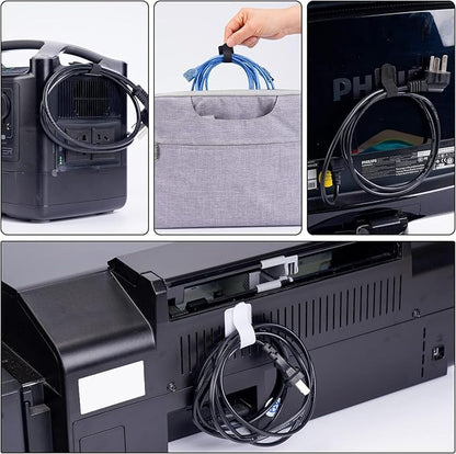 100pcs Hook and Loop Cable Ties, Sticky-Back Cable Straps, Cable Clip,Cord Organizer, Wire Management,Household & Office Essentials (Black)