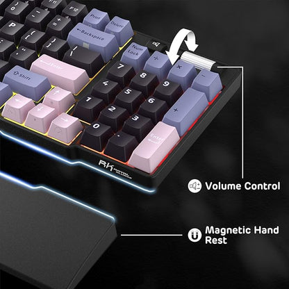 RK ROYAL KLUDGE RK96 RGB Limited Ed, 90% 96 Keys Wireless 3-Mode BT5.0/2.4G/USB-C Hot Swappable Mechanical Keyboard w/Wrist Rest, Volume Control, Software, Massive Battery, RK Pale Green Switch