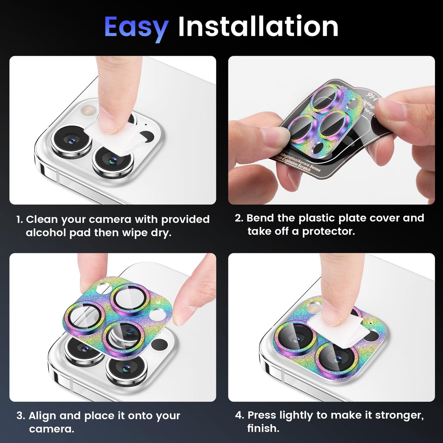 Tensea for iPhone 16 Pro/iPhone 16 Pro Max/iPhone 14 Pro/iPhone 14 Pro Max Camera Lens Protector, Metal Aluminum Alloy Tempered Glass Cover Camera Screen Protector Accessories, Case Friendly