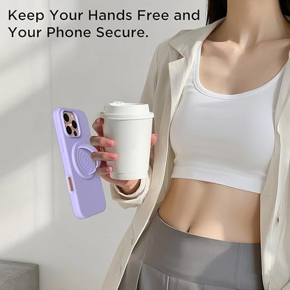 Magnetic Phone Ring Grip Holder, Silicone Finger Loop Grip, Compatible with MasSafe, Back of Phone for iPhone Pro Max/Plus/16/15/15/14/13/12 Series, Lilac Purple
