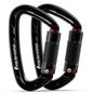 FresKaro 25kN Climbing Carabiners Double Locking Carabiner Clips, Heavy Duty Carabiner for Rock Climbing, Rappelling, Hunting, or Survival Gear kit, Gym Equipment, Cerfified UIAA Carabiner Black