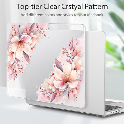 Tuiklol for M4 MacBook Pro 14 Inch Case 2024-2021 Release A3112 A3401 A3185/M3 A2918 A2992/M2 A2779/M1 A2442 Pro/Max Chip,Hard Shell Case with Screen Protector for Touch ID,Big Floral