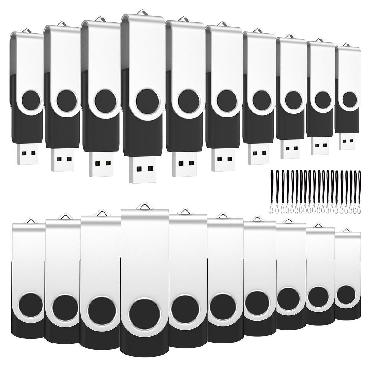 ABLAZE 4GB USB Flash Drive 20 Pack, USB 2.0 Thumb Drives with Lanyards