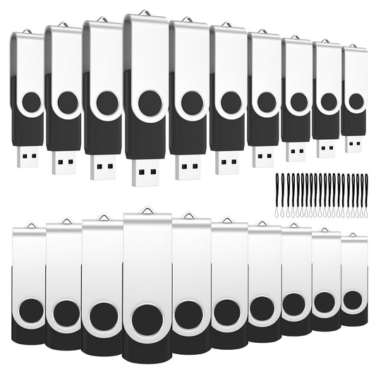 ABLAZE 4GB USB Flash Drive 20 Pack, USB 2.0 Thumb Drives with Lanyards