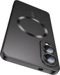 Magnetic for Samsung Galaxy S25 Edge Case [Compatible with MagSafe][Built-in Camera Lens Protector] Slim Soft Silicone Bumper Shockproof Metallic Luster Phone Case (Black)