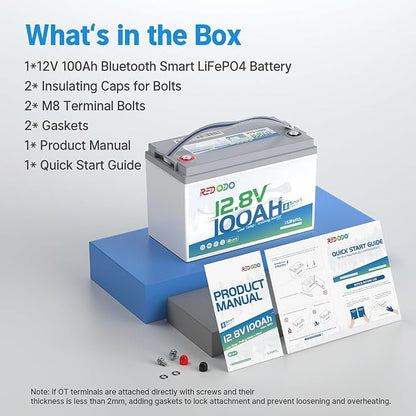 Redodo 2 Pack 12V 100Ah Group 31 Bluetooth LiFePO4 Battery, Low Temp Cutoff Lithium Battery with 100A BMS, Max. 15000 Deep Cycles, Perfect for RV, Trolling Motors, Off-Grid System