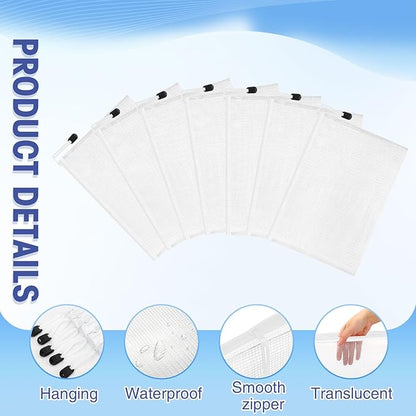 Jetec 32 Pcs Mesh Zipper Bags Toy Storage Bikini Organizer Bag Bolsas Para Guardar Trajes De Baño Waterproof Zipper Reusable Pouch Puzzle Multipurpose for Storage Office(White,9 x 7 Inch)