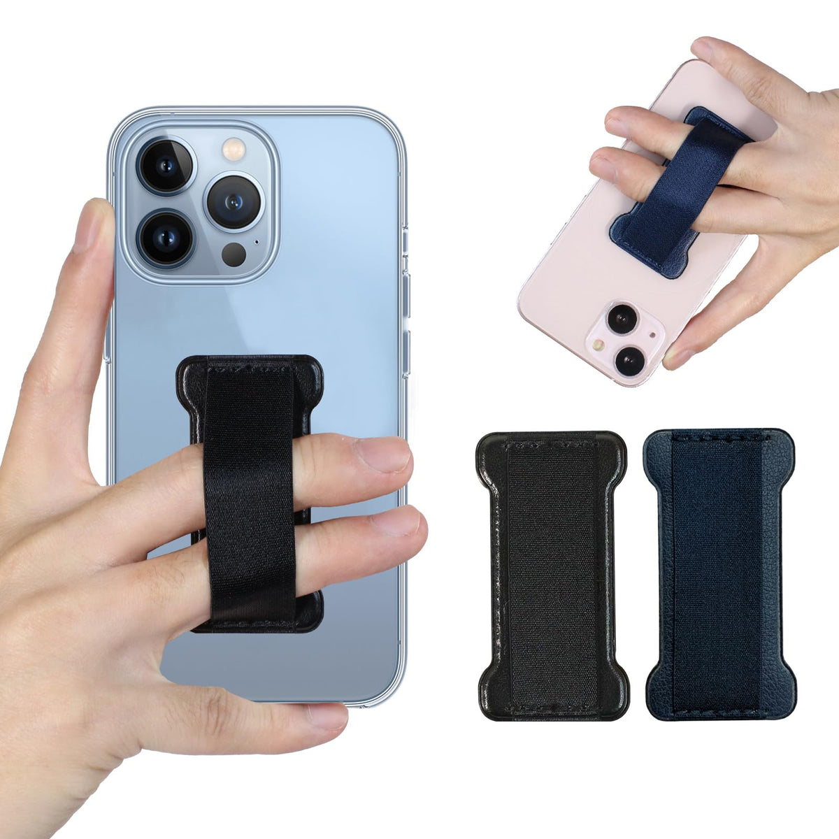 WUOJI Universal Phone Grip for Smartphones - Phone Holder for Hand for Back of Phone - Wireless Charging Compatible - 2Pack(Black Green)