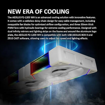 GAMDIAS Aeolus P2-1203U 120mm ARGB PWM Fan(3 Fan Pack w/USB Hub), Include Reverse Fan Blade x3, ARGB Sync Ready, Easy Installation & Cabless Daisy-Chain Design, Silent Operation, Up to 2400RPM, White