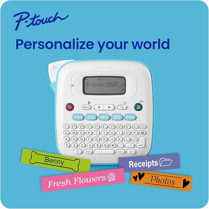 Brother P-Touch PT-N25BT Personal Connected Label Maker, Bluetooth, Design&Print2 app, Portable, Handheld and Prints with P-Touch Btag½â€ (12mm) Wide Color Label Tapes