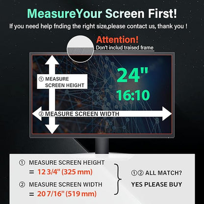 [2 Pack] Magnetic 24 Inch Computer Privacy Screen for 16:10 Aspect Ratio Widescreen Monitor, Hanging Eye Protection Anti Glare Blue Light Computer Monitor Privacy Filter, Removable 24in Protector Film
