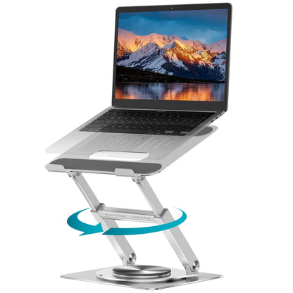 Lifelong 360 Rotating Adjustable Laptop Stand, 16" Tall Riser - Silver