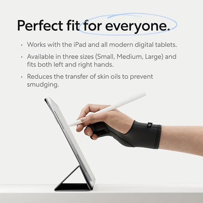 Paperlike Drawing Glove for iPad - Artist Glove for Drawing on Tablets (Right and Left Hand; 3 Sizes: S, M, L)