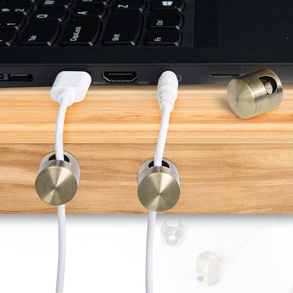 3 Sets Charger Holders for Cords, Antique Copper Color Adjustable Cable Anchor Holders, Adhesive Metal Cord Clips, Cable Management Wire Organizers for Desk, Office, Nightstand