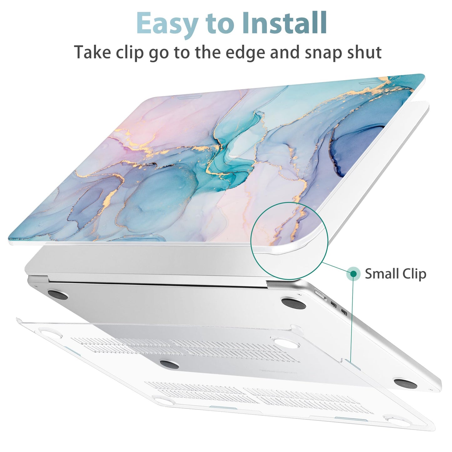 May Chen Case for MacBook Air 13/13.6 inch M5 A3449 M4 A3240 M3 A3113 M2 A2681, 2026 2025 2024-2022, Plastic Hard Shell with Keyboard Cover & Screec Protector, Gentle Marble