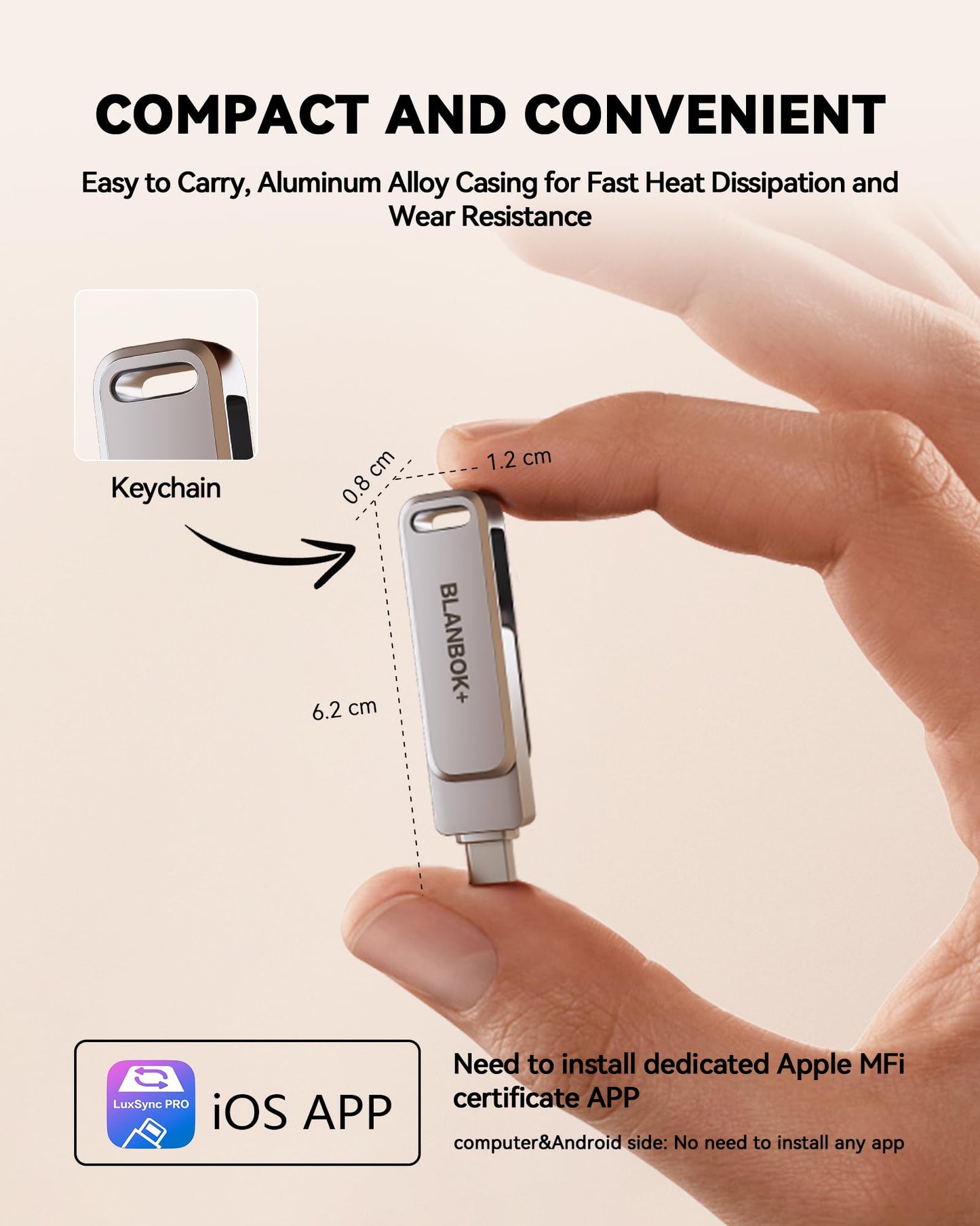 BLANBOK+ MFi Certified 512GB Flash Drive for iPhone Photo Stick, USB Thumb Drive Memory Stick High Speed USB Drive Photo Storage for iPhone USB Stick Compatible for iPhone/iPad/Android/PC, BLA233