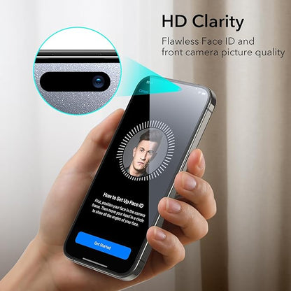 ESR 3+2 Pack for iPhone 15 Pro Screen Protector, 3 Black Edge Tempered-Glass Film and 2 Set Camera Lens Protector, 2.5D Curved Edges, Full-Coverage Military-Grade Protection, Scratch Resistant