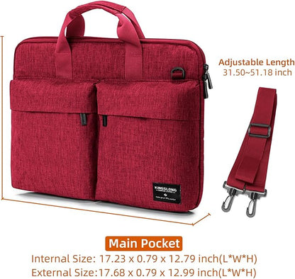 KINGSLONG Slim 17.3 inch Laptop Bag Sleeve Carrying Case with Shoulder Strap, Notebook Ultrabooks Computer Handbag Cover for Men Women Fit for Acer Asus Lenovo HP Toshiba Red
