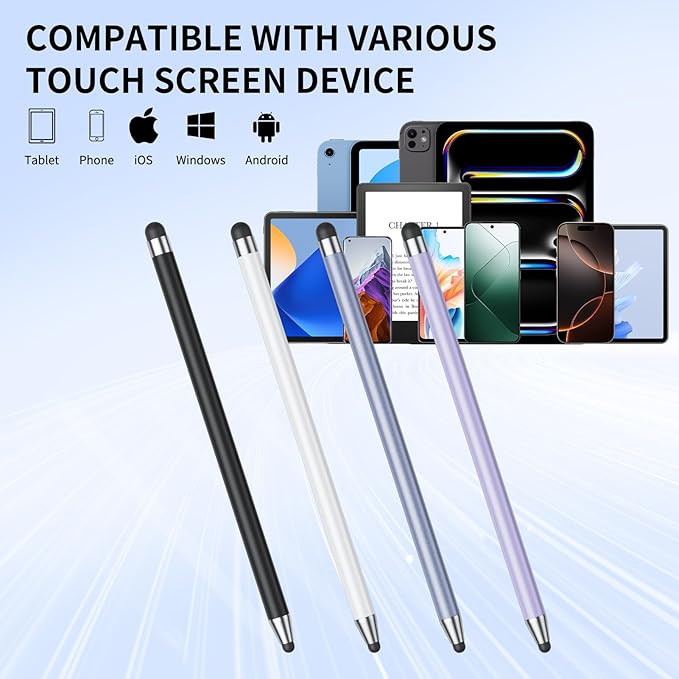 Stylus (10Pcs), Stylus Pen for Touchscreen, High Precision and Sensitivity Stylus Pen for iPad/iPhone/Samsung/Android Smartphone and Tablets, Compatible with All Capacitive Touch Screen (White)