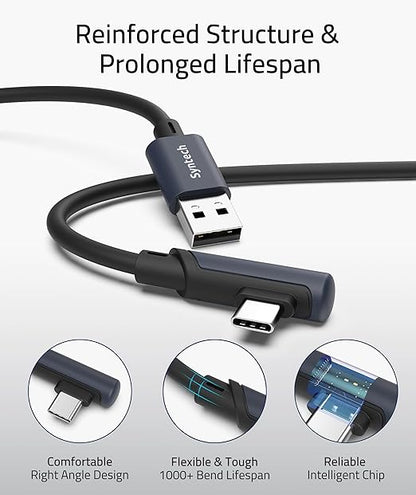 Syntech Link Cable 16 FT Compatible with Oculus/Meta Quest 3/Meta Quest 3S, Quest2/Pro/Pico 4/Ultra Accessories and PC/SteamVR, High Speed PC Data Transfer, USB 3.0 to USB Cable for VR Headset, Black