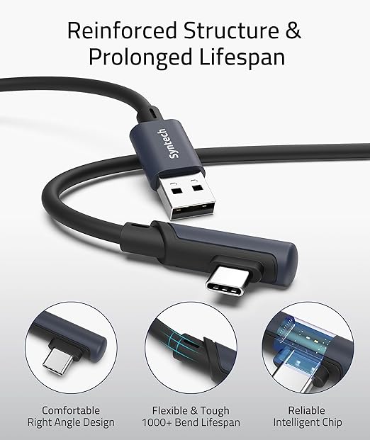 Syntech Link Cable 10 FT Compatible with Oculus/Meta Quest 3/Meta Quest 3S, Quest2/Pro/Pico 4/Ultra Accessories and PC/SteamVR, High Speed PC Data Transfer, USB 3.0 to USB Cable for VR Headset, Black