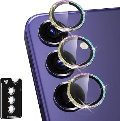 Avocase for Samsung Galaxy S24 Plus Camera Lens Protector, Individual Metal Ring Tempered Glass Lens Cover, [Strong Adsorption] Scratch Resistant Ultra-Thin HD Clear Lens Cover, 1 Set-Colorful Sparkly