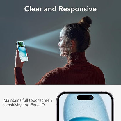 ESR 3+1 Pack for iPhone 15 Plus Privacy Screen Protector Set, Anti-spy Tempered-Glass Privacy Screen Protector, Micro-curved Edges, Case Friendly, 3-Pack with 1 Set of Individual Camera Lens Protector