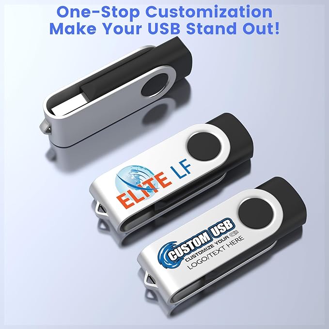 ABLAZE Custom Flash Drive 128GB 10 Pack, Personalized USB Logo Flash Drives USB 2.0 Thumb Drives with Logo Memory Stick (Mixcolors)