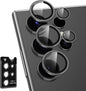 for Samsung Galaxy S23 Ultra Camera Lens Protector, Individual Metal Ring Tempered Glass Lens Cover, [Strong Adsorption] Scratch Resistant Ultra-Thin HD Clear Lens Cover, 1 Set-Black
