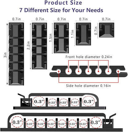 ELII 327 PCS Cable Management Kit 4 Cable Cable Sleeves,65 Cable Clips with 13Cord Holders,25 Roll Cable Organizer Straps,200 Fastening Cable Ties,20 Cable Zip Tie Mounts for Computer (Black)
