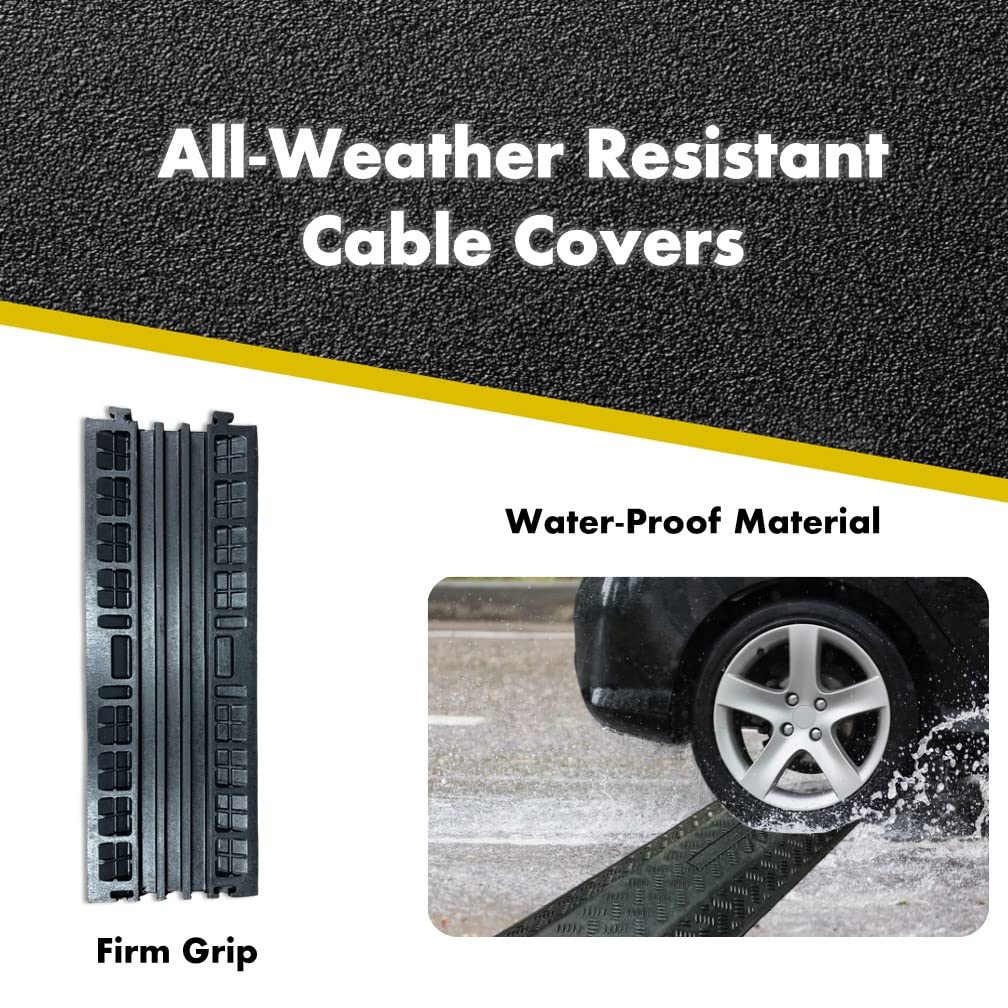 Kable Kontrol Drop Over Floor Cord Cover – 40” Inch Long 3 Channel Cable or Wire Protector – 30 Pcs Bulk Pack - Rubber Ramp for Indoor and Outdoor Use – Black