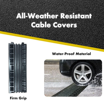 Kable Kontrol Drop Over Floor Cord Cover – 40” Inch Long 3 Channel Cable or Wire Protector – 30 Pcs Bulk Pack - Rubber Ramp for Indoor and Outdoor Use – Black