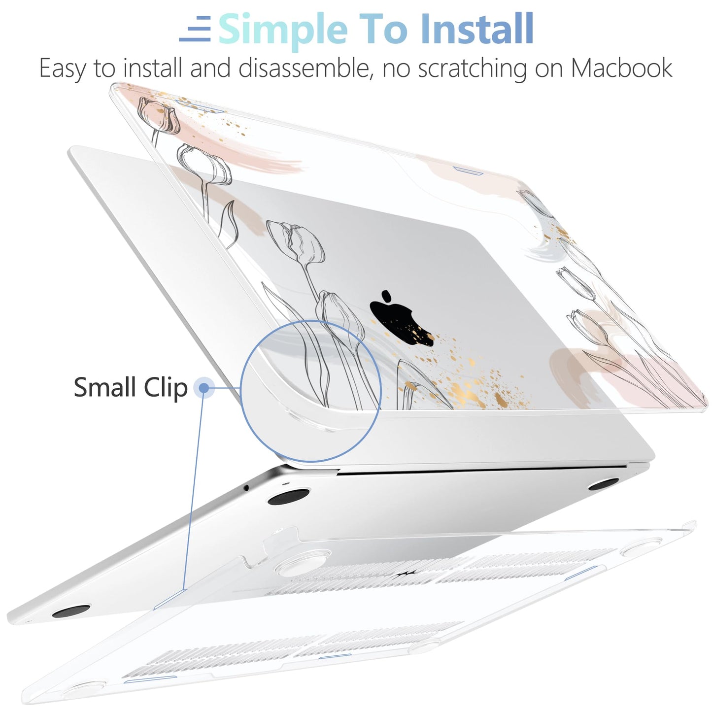 MEEgoodo Case for M5/M4/M3/M2 MacBook Air 13 inch 2026 2025 2024 2022, Fit Model A3449/A3240/A3113/A2681, Case Compatible with MacBook Air 13.6-inch, Engraving Hand Drawn Floral