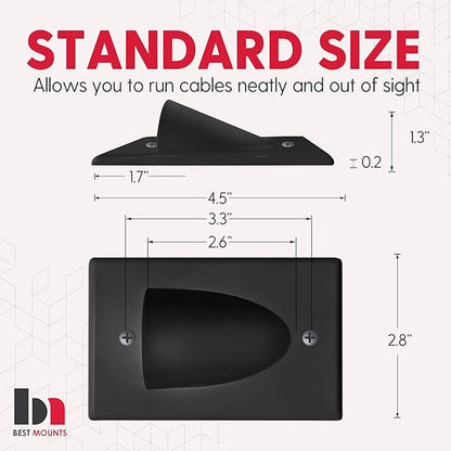 BestMounts - 1 Pack In Wall Cable Management Kit - Recessed Wall Plate Cable Pass Through Pair with Single Gang Low Voltage Mounting Bracket - TV Cord Hider for Wall Mounted TV ETL Listed