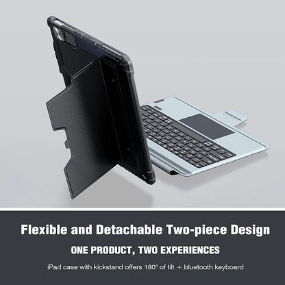 Nillkin iPad Air 13 inch Case Keyboard (M3,2025/M2,2024), Slide Camera Cover, iPad Pro 12.9 Protective Case with 7 Colors Backlit Wireless Detachable Keyboard, Trackpad and Pencil Holder