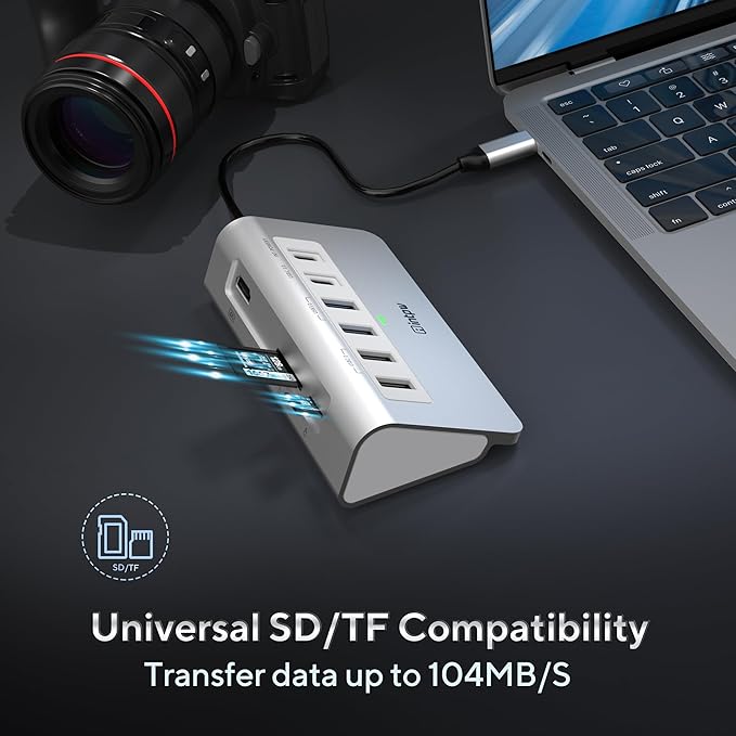 USB C Hub, 9-in-1 Laptop Docking Station with 3.28FT Cable, USB HUB for Laptop with 4K HDMI, PD 100W, USB-C and 2 USB A 3.0 5Gbps, 2 USB A 2.0, SD/TF Slot for MacBook Air/Pro iPad Type-C Laptop