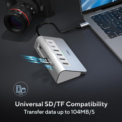 USB C Hub, 9-in-1 Laptop Docking Station with 3.28FT Cable, USB HUB for Laptop with 4K HDMI, PD 100W, USB-C and 2 USB A 3.0 5Gbps, 2 USB A 2.0, SD/TF Slot for MacBook Air/Pro iPad Type-C Laptop