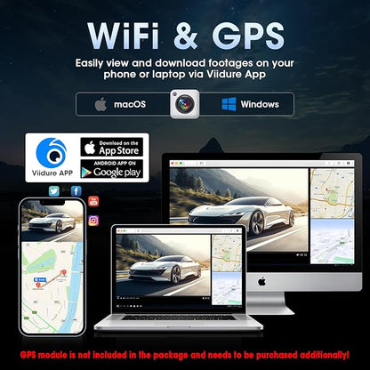 4K WiFi Rear View Mirror Camera 10’’ Mirror Dash Cam Front and Rear w Super Night Vision Dash Cam Mirror w 64G TF Card WiFi App Loop Recording G Sensor Waterproof Reversing Camera